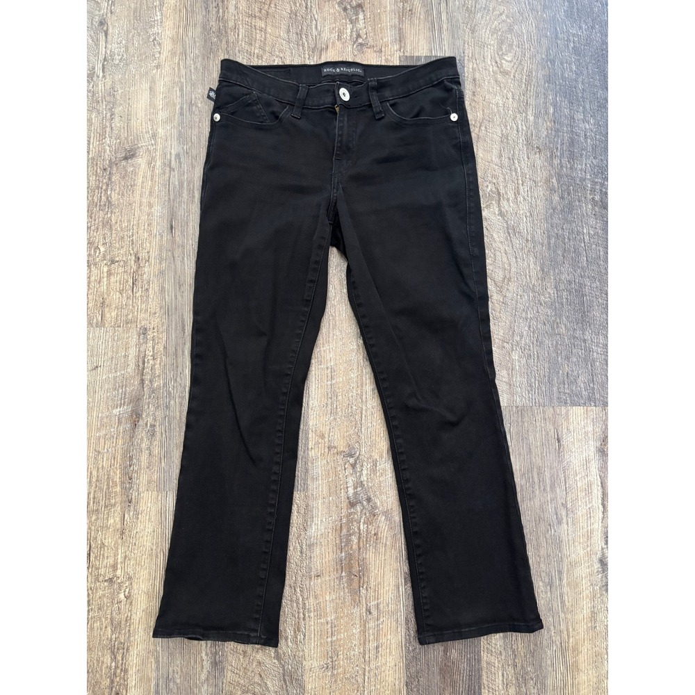 Rock & Republic Kendall Black Mid Rise Flare Jeans Size 10 R210794